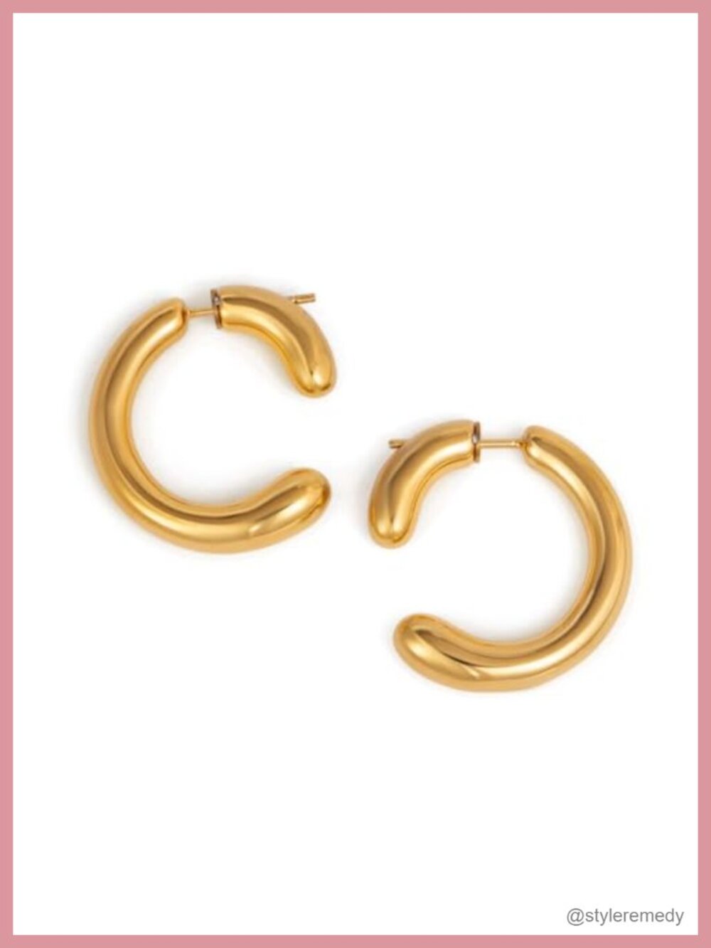 Chunky C Shaped Hoop Earrings 18K Gold Plated Stainless Steel Minimalist